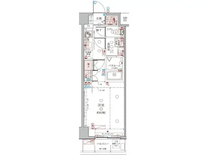 クレヴィスタ綾瀬2(1K/5階)の間取り写真