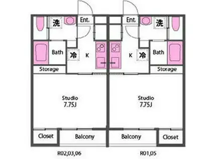 レア・オハナ宮鼻(1K/1階)の間取り写真