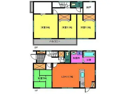 東葉高速鉄道 八千代中央駅 徒歩9分 2階建 築11年(4SLDK)の間取り写真