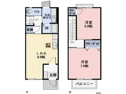 グリーンフィールドB(2LDK)の間取り写真