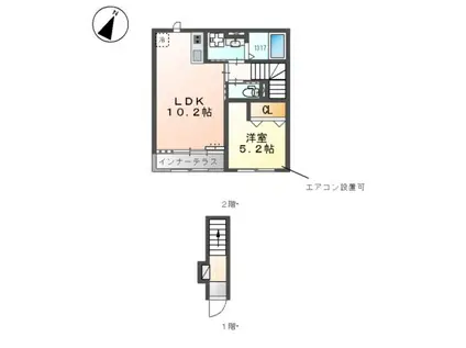 ルナ・ソレイユ(1LDK/2階)の間取り写真