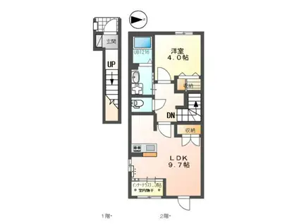 シェルル・スターテラス和合(1LDK/2階)の間取り写真