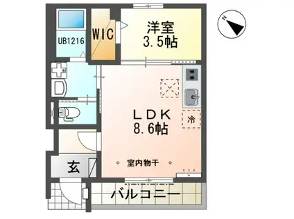 リオグランデ(1LDK/1階)の間取り写真