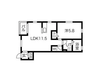 パルマローザ今片(1LDK/1階)の間取り写真