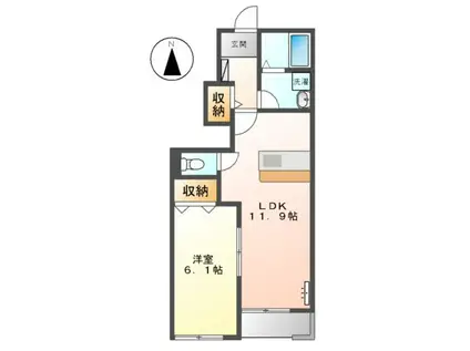 カーサ・アルカーディア(1LDK/1階)の間取り写真