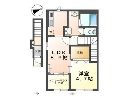 和泉市桑原町アパート(1LDK/2階)の間取り写真