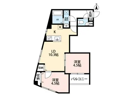 ガーデンフォレスト親水公園ガーデンフォレストシンスイコウエ(2LDK/2階)の間取り写真