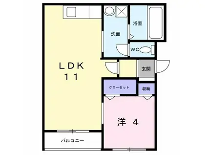 アーグラスB(1LDK/1階)の間取り写真