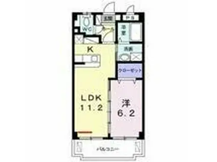 ウエストロード・キャッスル(1LDK/1階)の間取り写真