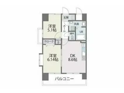 レジデンス20(2DK/6階)の間取り写真