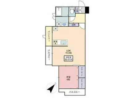 フローリッシュ大久保Ⅱ(1LDK/3階)の間取り写真