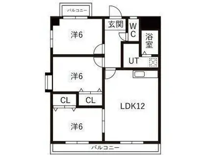カサ・フェリスⅢ(3LDK/3階)の間取り写真