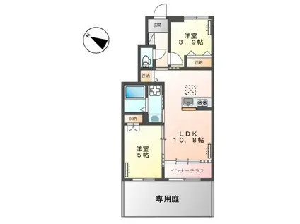 ブルークラウドB(2LDK/1階)の間取り写真