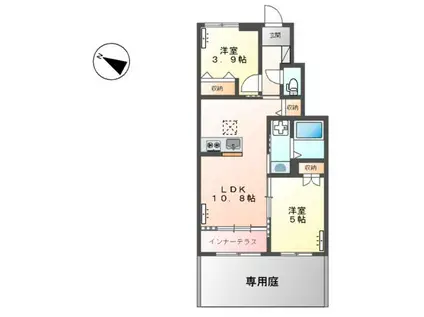 ブルークラウドB(2LDK/1階)の間取り写真