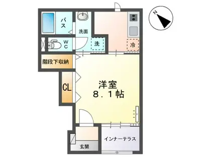 片江2丁目(1K/1階)の間取り写真