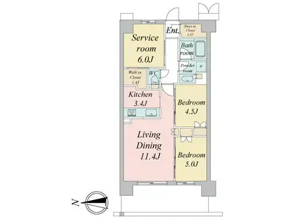 トラープランド蒼麗館(2SLDK/5階)の間取り写真