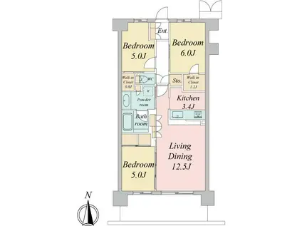 トラープランド蒼麗館(3LDK/5階)の間取り写真