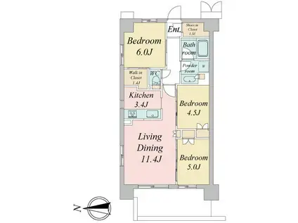 トラープランド蒼麗館(3LDK/7階)の間取り写真