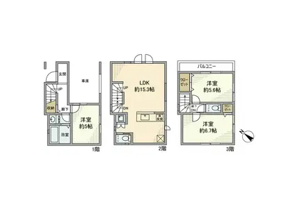 小田急電鉄小田原線 小田急相模原駅 徒歩3分 3階建 築1年(3LDK)の間取り写真