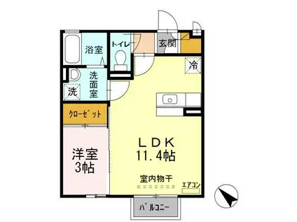 ラヴェスト・コートA(1LDK/2階)の間取り写真