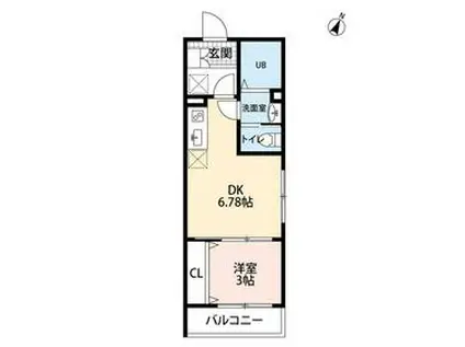 グロースフル南行徳(1DK/2階)の間取り写真