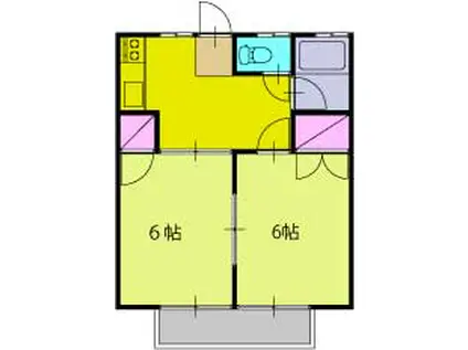 関口ハイツB(2DK/2階)の間取り写真