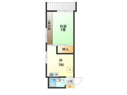 レジデンス大黒(1DK/3階)の間取り写真