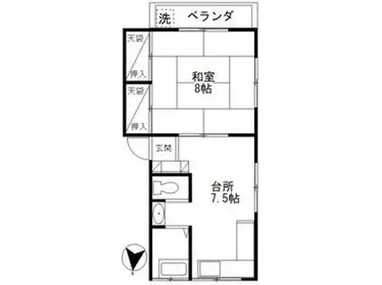 芝増田コーポ(1DK/1階)の間取り写真