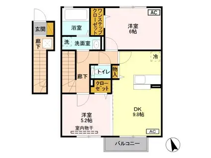 エルヴィレッジG(2DK/2階)の間取り写真