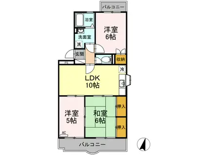 シャルマン駿河台(3LDK/3階)の間取り写真
