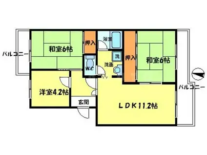 レジデンス吉川2号棟(3LDK/4階)の間取り写真