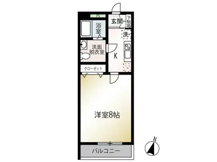 MQUARTO新井宿Ⅱ(1K/1階)の間取り写真