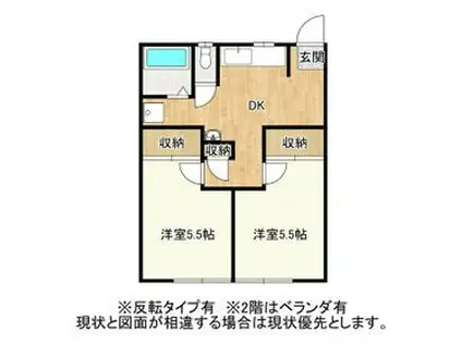 ソルテ川田 A(2DK/1階)の間取り写真