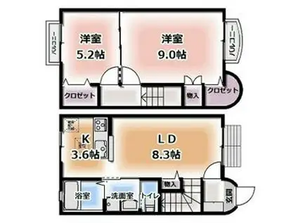 Ｃｏｕｒ　Ｖｅｒｔｅ(2LDK)の間取り写真