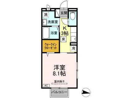 シャルマンクールⅡ(1K/1階)の間取り写真