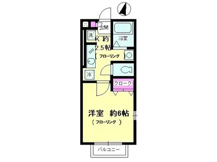 ヴェルデ七里ガ浜Ⅱ(1K/1階)の間取り写真