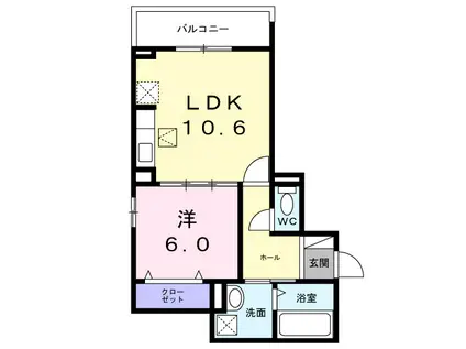 パル茨木(1LDK/1階)の間取り写真