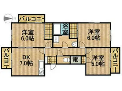 ライトアップ萩丘2番館(3DK/3階)の間取り写真