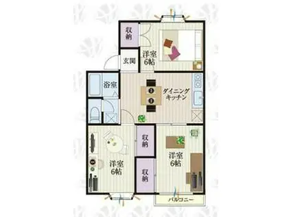 BCASA行田ⅢRE-BORN(3DK/2階)の間取り写真