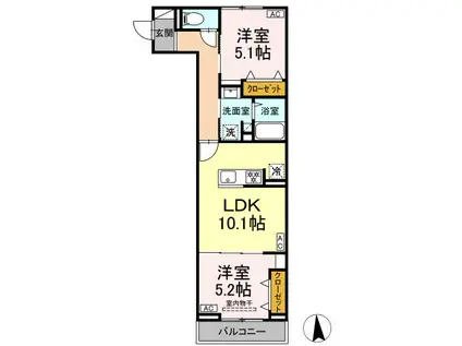 セレスティア高島平Ⅲ(2LDK/2階)の間取り写真