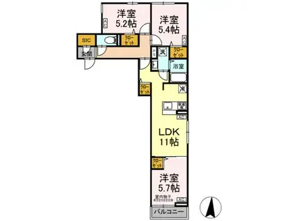 セレスティア小茂根(3LDK/2階)の間取り写真