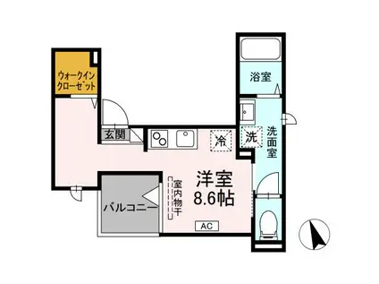 BELL Ⅱ(ワンルーム/2階)の間取り写真