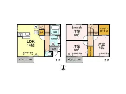 グランドソレイユⅡ A棟(3LDK/1階)の間取り写真