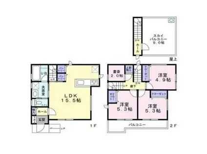 京浜急行電鉄本線 弘明寺駅(京急) 徒歩28分 2階建 築1年(3LDK)の間取り写真