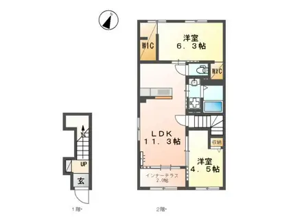御殿場市御殿場アパート 令和8年2月完工予定(2LDK/2階)の間取り写真