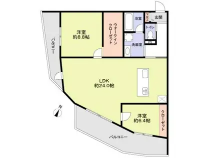 THE TAKASUNA KULTURC(2LDK/3階)の間取り写真