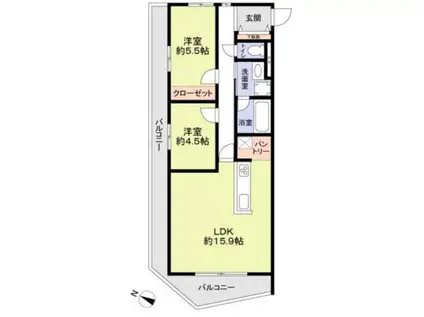 THE TAKASUNA KULTURC(2LDK/2階)の間取り写真