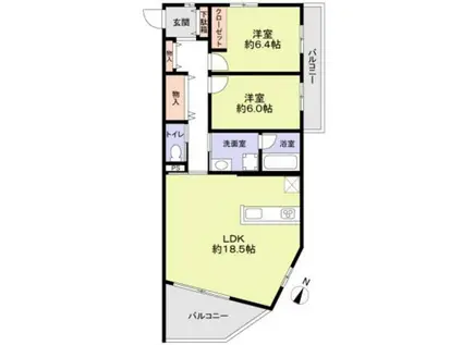 THE TAKASUNA KULTURC(2LDK/3階)の間取り写真