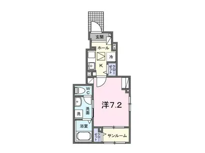 マウントック・カナサ(1K/1階)の間取り写真