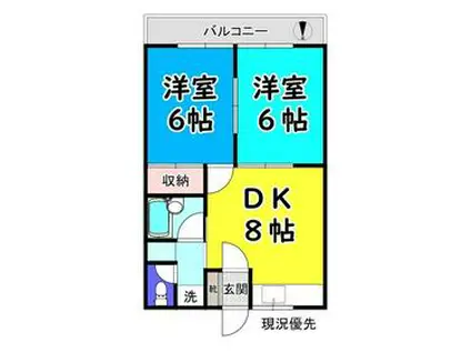 寺の前サンハイツ(2DK/2階)の間取り写真